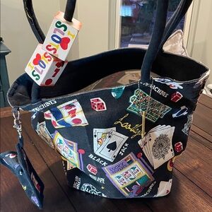 Playful Black Casino-Themed Tote Bag